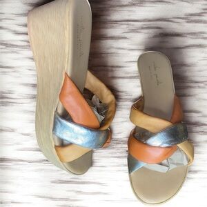 Mila Paoli Italian leather wedge sandals size 9